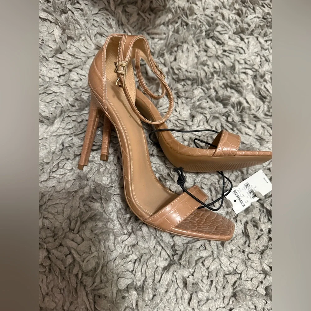 Express Tan Strappy Heels - Picture 2 of 15